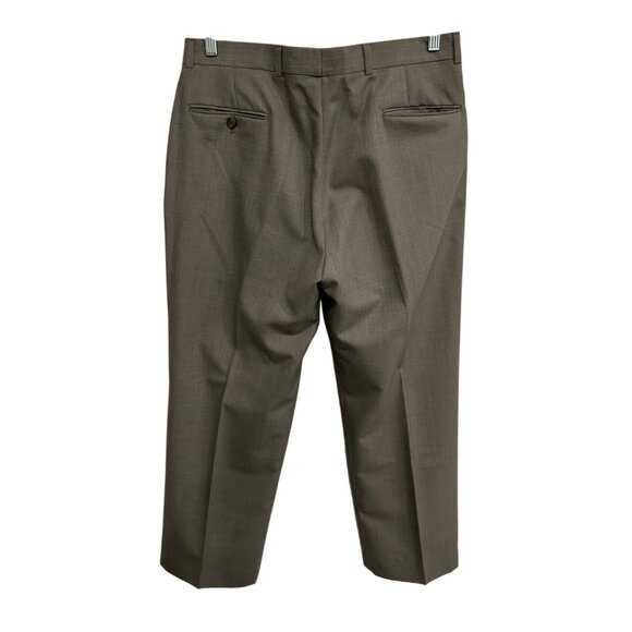 Mens Brown Plaid Dress Pants Pleated Front Classic Fit Sz 34 - Picture 2 of 8